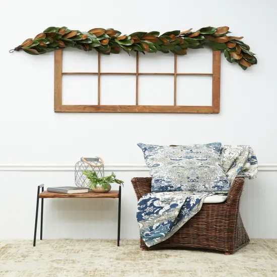 50" x 60" Saanvi Cream & Blue Cotton Super Soft Cozy Accent Throw Blanket {5}