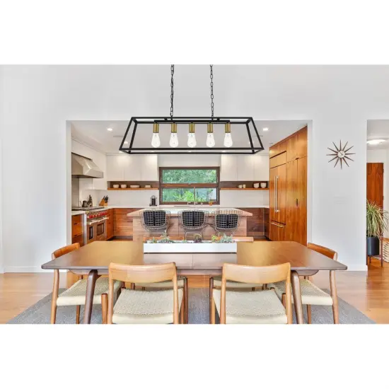 Resolute 5 light brass and black Pendant {2}