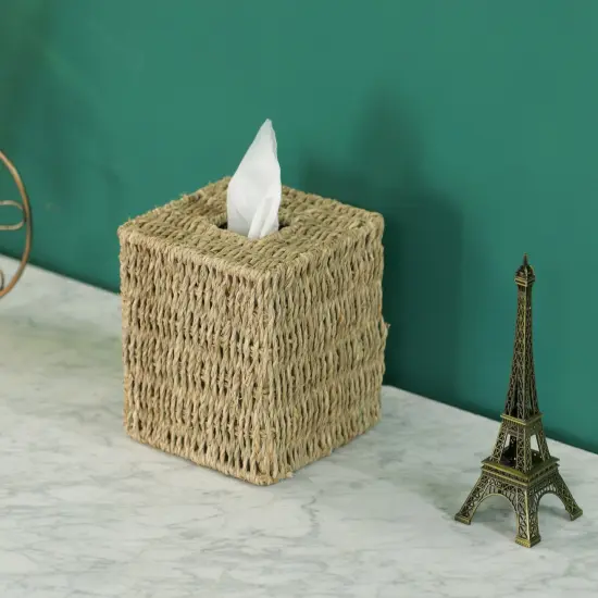 Natural Woven Seagrass Wicker Tissue Box Cover Holder {2}