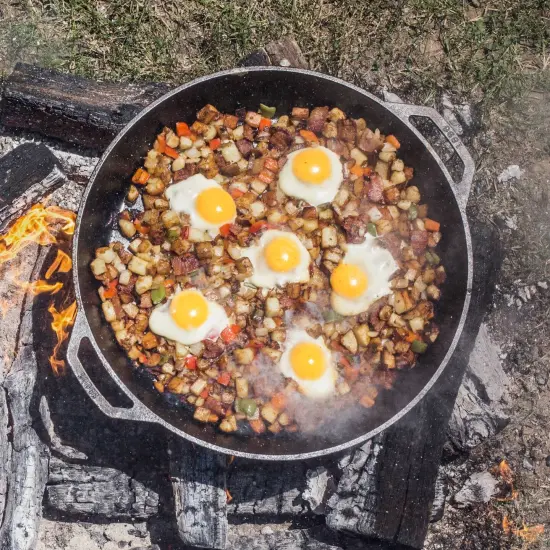 Lodge Seasoned Cast Iron Skillet with 2 Loop Handles - 17 Inch Ergonomic Frying Pan {5}