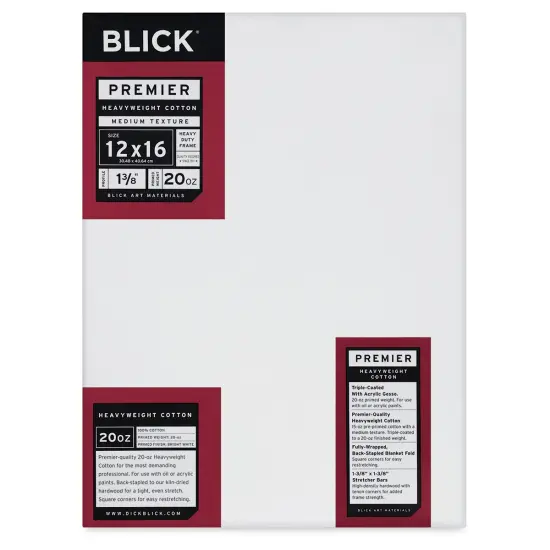 Blick Premier Heavyweight Stretched Cotton Canvas - 12" x 16", 1-3/8" Profile {1}