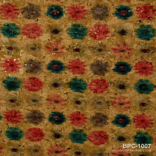 Belagio Cork Fabric, 18" x 15", Floral Print, Natural Multi {1}