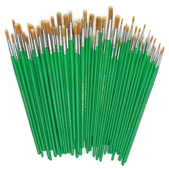 Blick Economy Golden Nylon Brush Class Pack - Round, Long Handle, Classpack 72 {1}