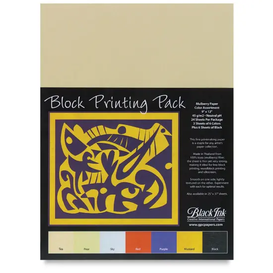 Black Ink Block Printing Pack - 9" x 12", Assorted, 24 Sheets {2}
