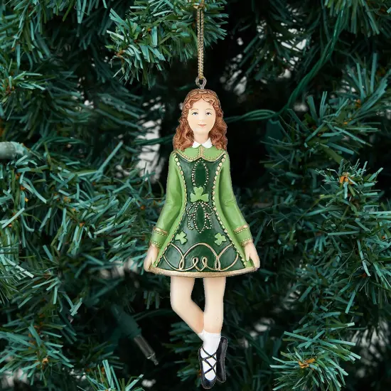 4" Irish Female Girl Dancer St. Patrick's Day Clover Christmas Tree Ornament {4}