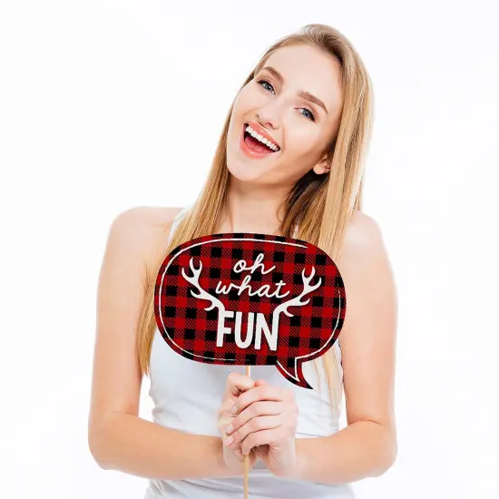 Big Dot of Happiness Prancing Plaid Holiday - Buffalo Plaid Christmas Photo Booth Props Kit - 20 Count {4}