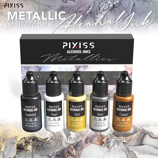 Pixiss Metallics Alcohol Inks Set, 5 Highly Saturated Metallic Alcohol Inks for Resin {4}