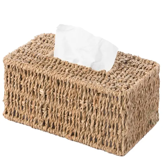 Natural Woven Seagrass Wicker Tissue Box Cover Holder {7}