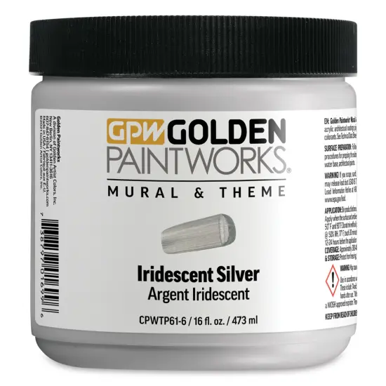 Golden Paintworks Mural and Theme Acrylic Paint - Iridescent Silver, 16 oz, Jar {1}