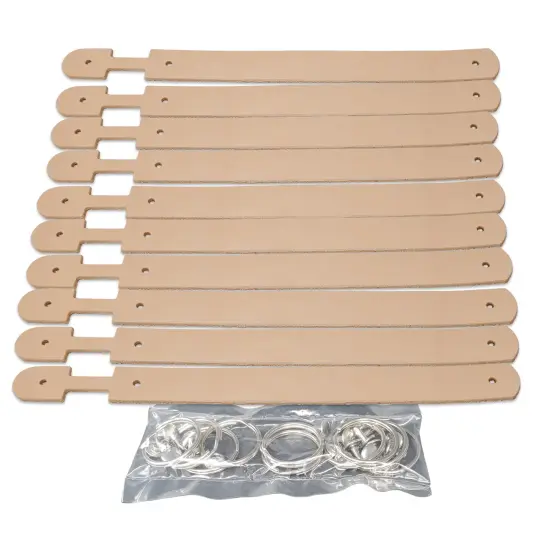 10 Pack Natural Leather Keyring-Keychain-Key Fob&ndash;Hardware Included-Decorating Ready for Laser or Machine Engraving, Stamping, Painting {1}