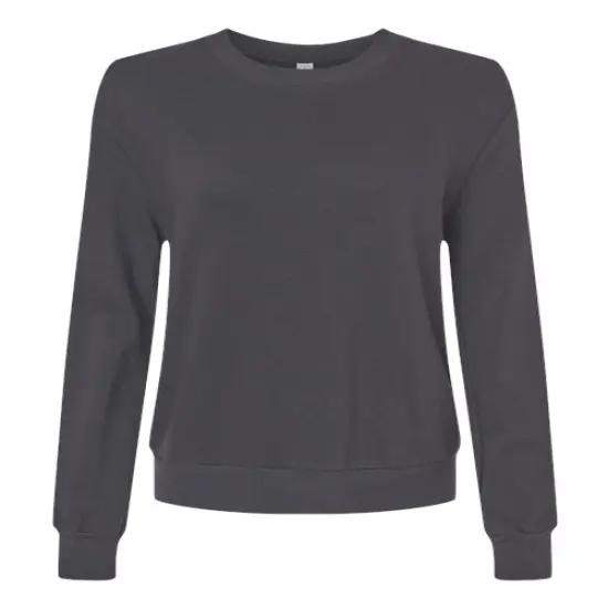 Women's Eco&reg; Washed Terry Throwback Pullover Dark Grey New {1}