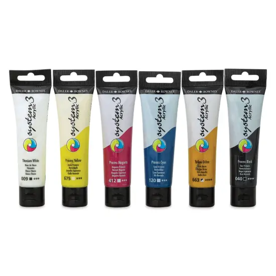 Daler-Rowney System3 Medium Body Acrylic Paints - Set of 6, Process Colors, 59 ml {1}