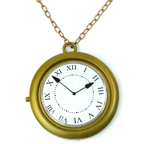 Jumbo Gold Clock Necklace - White Rabbit Clock, Hip Hop Rapper Clock - 1 Piece {4}