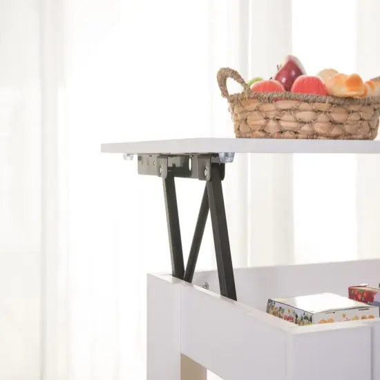 Modern Wood Coffee Table with Lift Tabletop White {3}