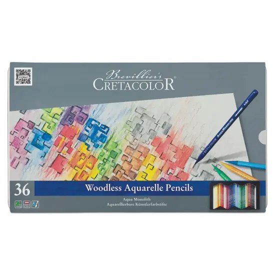 Cretacolor Aqua Monolith Woodless Watercolor Pencil Set - Assorted Colors, Tin Box, Set of 36 {2}