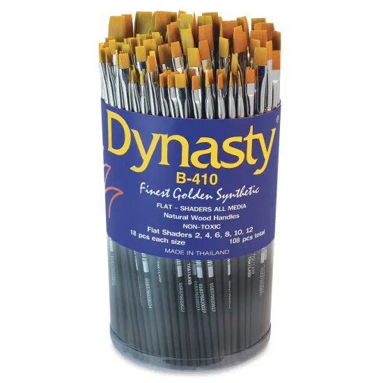 Dynasty Finest Golden Synthetic Brushes - Shader, Short Handle, Canister of 108 {1}