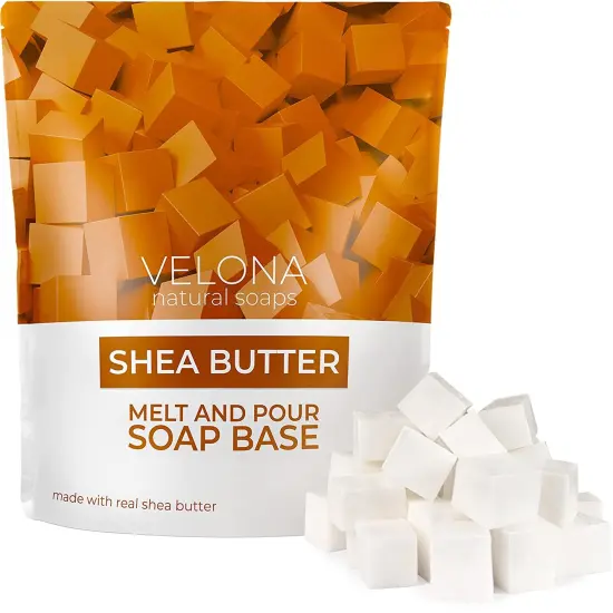 2 LB - Shea Butter Soap Base by Velona | Pre-Cut Cubes | SLS/SLES Free | Glycerin Melt and Pour | Natural Bars for The Best Result for Soap-Making {1}