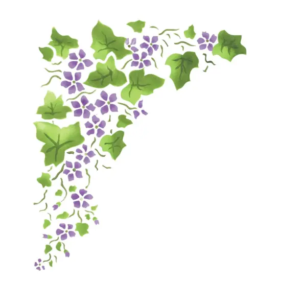 Large Corner Violet Ivy Wall Stencil | 950B by Designer Stencils | Floral Stencils | Reusable Art Craft Stencils for Painting on Walls, Canvas, Wood | Reusable Plastic Paint Stencil for Home Makeover | Easy to Use & Clean Art Stencil {1}