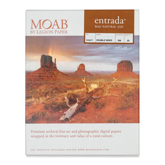 Legion Moab Entrada Digital Rag Paper - 8-1/2" x 11", Natural, 300 gsm, Pkg of 25 {1}