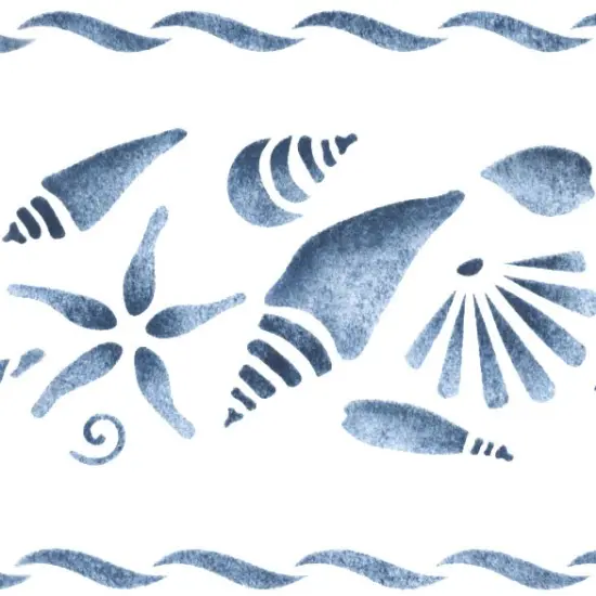 Shells with Border Wall Stencil | 992 by Designer Stencils | Reusable Art Craft Stencils for Painting | {2}
