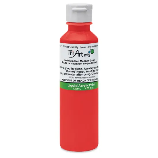 Tri-Art Liquid Artist Acrylics - Cadmium Red Medium Hue, 120 ml bottle {1}