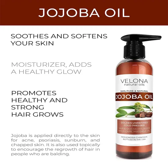 Jojoba Oil - 8 oz (With Pump) | 100% Pure and Natural | Golden, Unrefined, Cold Pressed, Hexane Free | Moisturizing Face, Hair, Body, Skin Care, Stretch Marks, Cuticles {2}