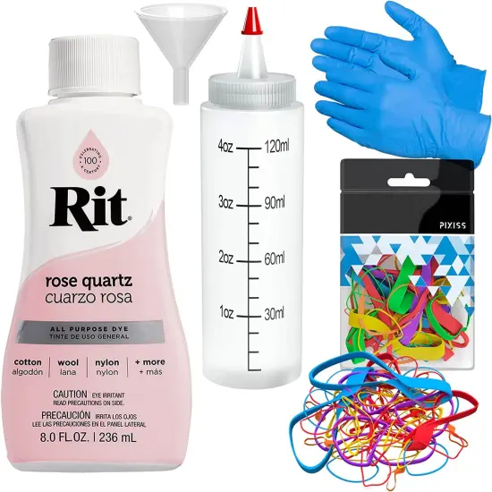 Rit Dye Liquid Rose Quartz All-Purpose Dye 8oz, Pixiss Tie Dye Accessories Bundle {1}