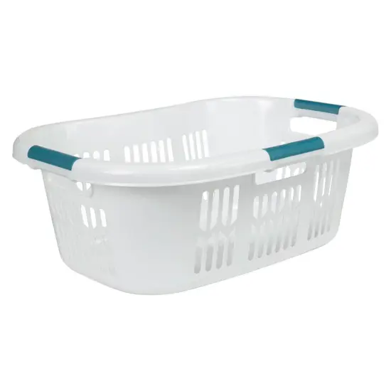 Rubbermaid Hip Hugger Laundry Basket FG299787WHT 3 Handle 1.5 Bushel 2 Pack {4}