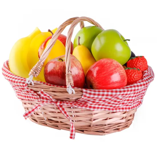 Wicker Willow Picnic Basket with Double Drop-Down Handles - Perfect as Gift basket for all Occasions like Halloween, Thanksgiving and Easter, with Liner {6}