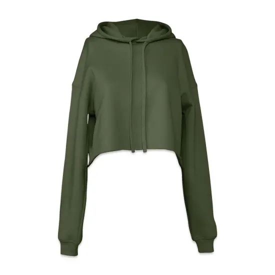 Bella + Canvas Cropped Fleece Hoodie - Military Green, Size Medium {1}