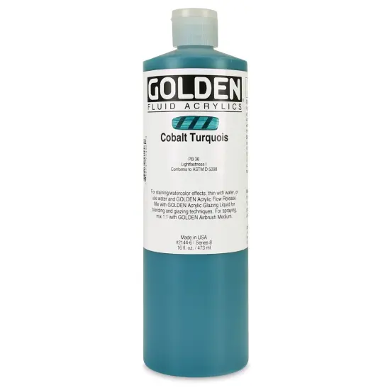 Golden Fluid Acrylics - Cobalt Turquoise, 16 oz bottle {1}