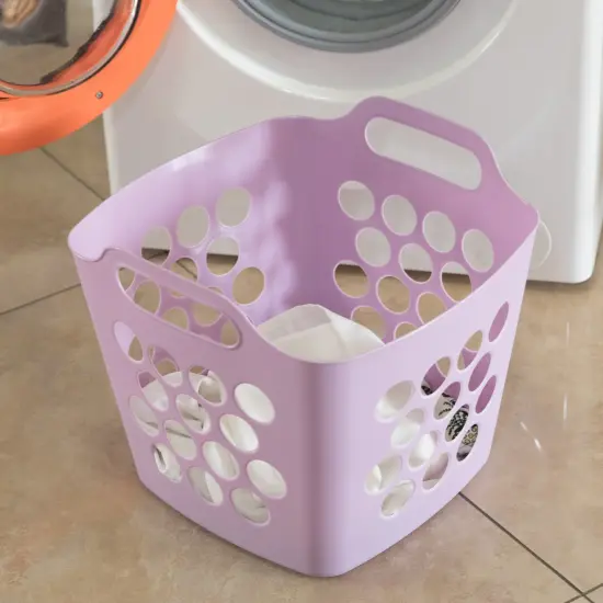 Flexible Plastic Laundry Basket - Square Storage Hamper with Side Handles for Easy Carrying - Versatile Organizer for Laundry, and Household Storage Small Purple {2}