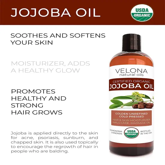 Velona Jojoba Oil USDA Certified Organic - 16 oz | 100% Pure and Natural Carrier Oil| Golden, Unrefined, Cold Pressed, Hexane Free | Moisturizing Face, Hair, Body, Skin Care, Stretch Marks, Cuticles | Use Today - Enjoy Results {2}