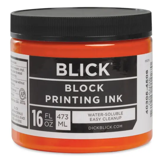Blick Water-Soluble Block Printing Ink - Orange, 16 oz Jar {1}