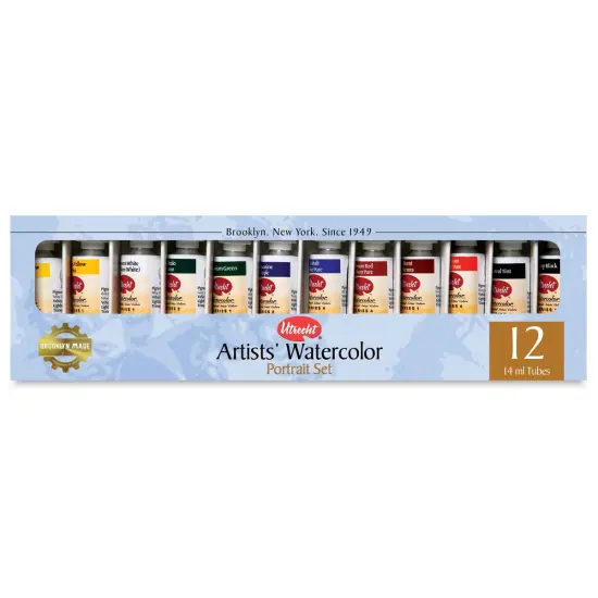 Utrecht Artists' Watercolor Paint - Set of 12, Portrait Colors, 14 ml tubes {1}