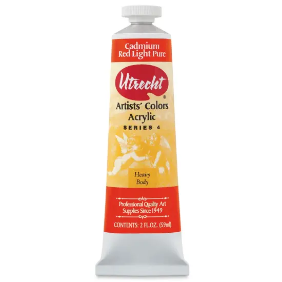 Utrecht Artists' Acrylic Paint - Cadmium Red Light, 2 oz tube {1}