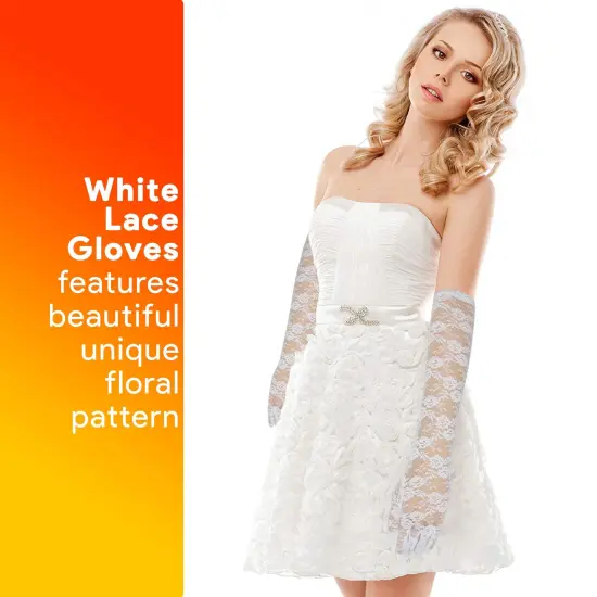 Elegant Lace Elbow Gloves - 1920s Fashion Opera Length Tea Party White Wedding Gloves {2}