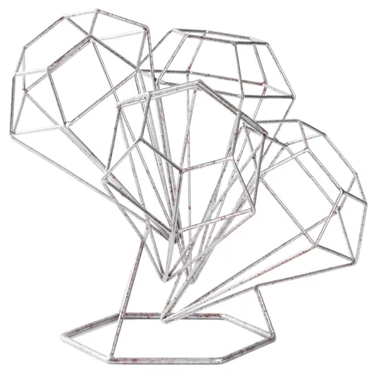 Vintage Decorative Metal Diamond Shaped Tabletop Countertop Wine 4 Bottle Holder {3}