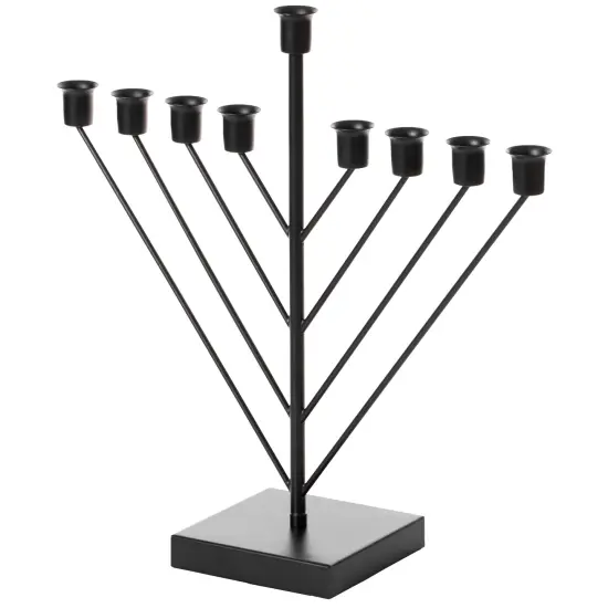 Nine Branch Electric Chabad Judaica Chanukah Menorah with LED Candle Design Candlestick Black {3}