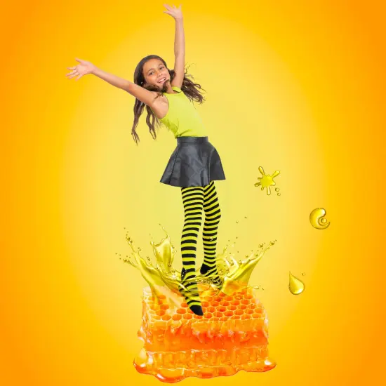 Black and Yellow Socks - Over The Knee Striped Thigh High Costume Accessories Bumble Bee Stockings for Women and Kids {2}