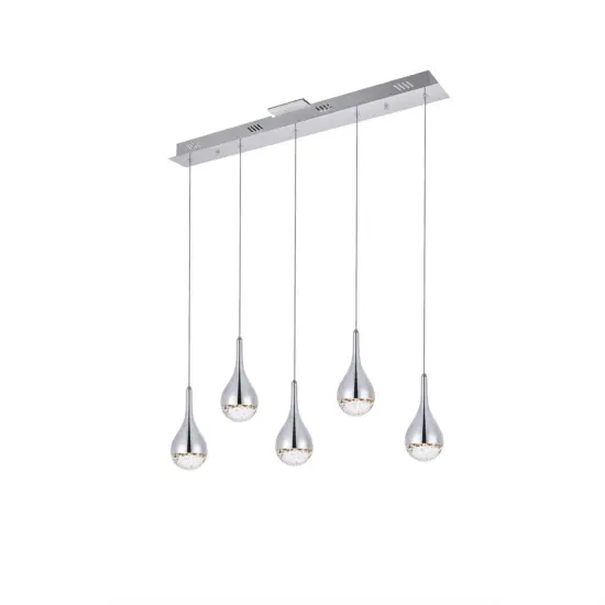 Amherst Collection LED 5-light chandelier 34in x 4in x 9in chrome finish {3}