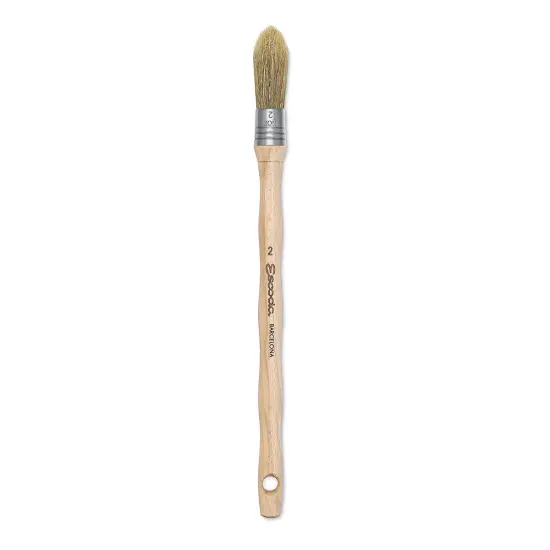 Escoda Natural Bristle Brushes - Round Oval, Size 2, Long Handle {1}