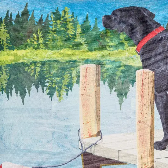 Dog Lake Pier Indoor/Outdoor Decorative Christmas Throw Pillow, 18" x 18" {4}