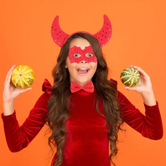Devil Costume Accessory Set - Demon Costume Accessories Kit Includes Headband Horns, Mask and Bowtie {3}