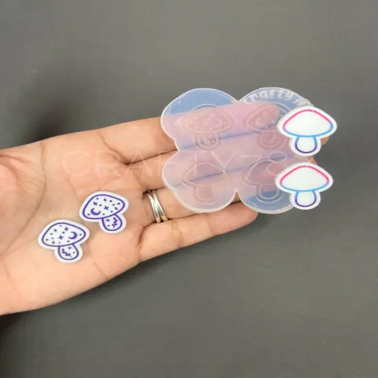 Mushroom Stud Earring Silicone Mold (B9) {6}