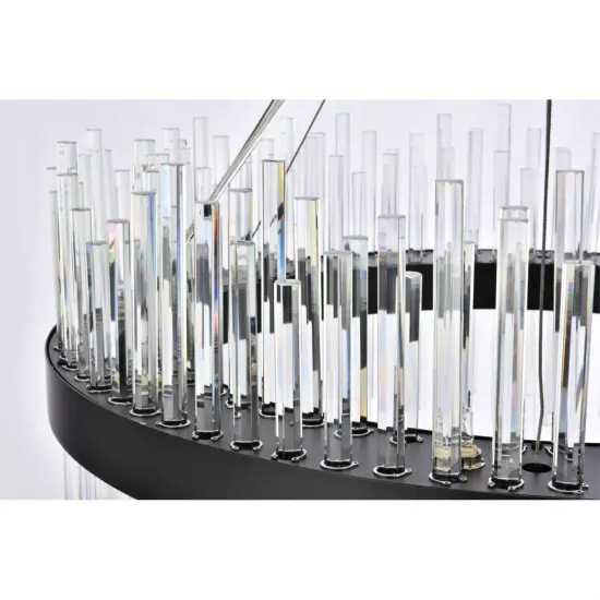 Dallas 32 inch round crystal pendant in black {5}