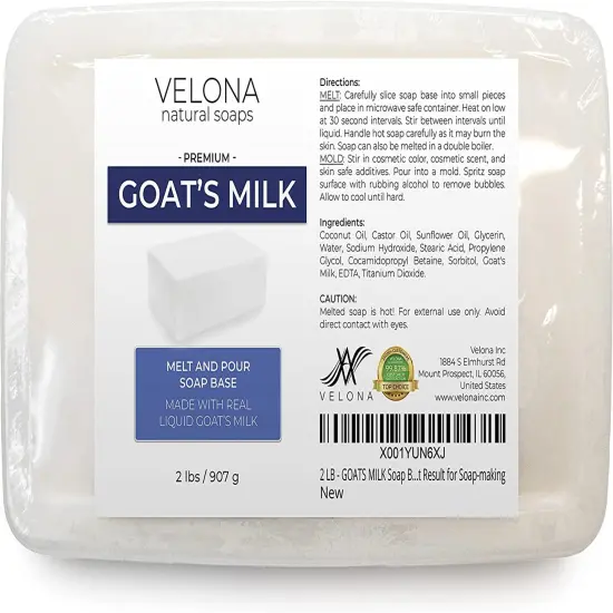 2 LB - GOATS MILK Soap Base by Velona | SLS/SLES free | Melt and Pour | Natural Bars For The Best Result for Soap-making&hellip; {2}