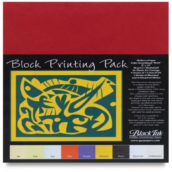 Black Ink Block Printing Pack - 9" x 12", Assorted, 45 Sheets {1}