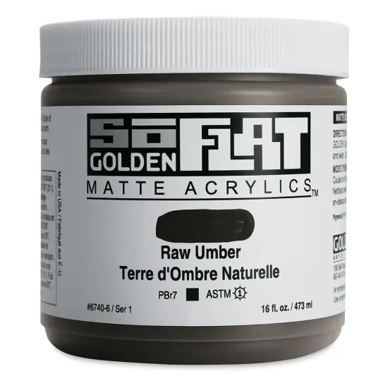 Golden SoFlat Matte Acrylic Paint - Raw Umber, 473 ml, Jar {1}