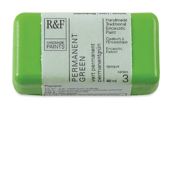 R&F Encaustic Paint Block - Permanent Green, 40 ml block {1}